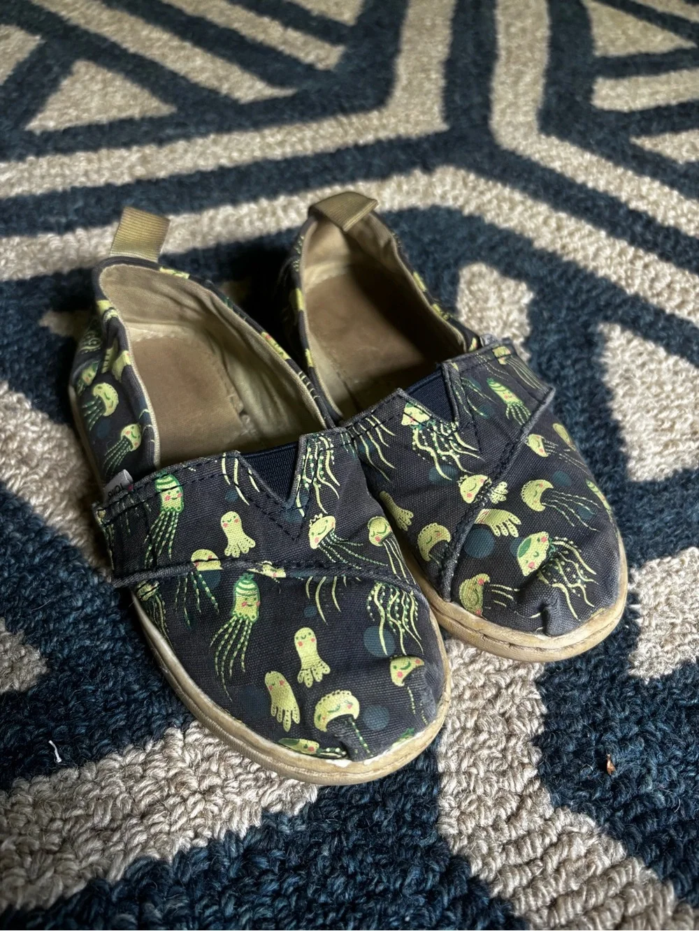 Toms Kids Jellyfish Slip-On Shoes - Black and Neon Green